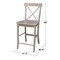 International Concepts X-Back Counter Height Stool, 24" Seat Height, Washed Gray Taupe S09-6132 - alternate 7